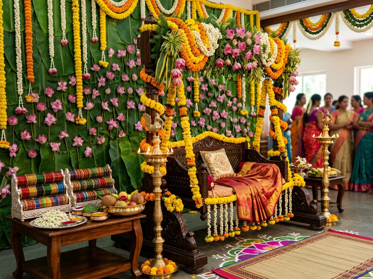Baby Shower Valaikappu Swing & Bangle Decor