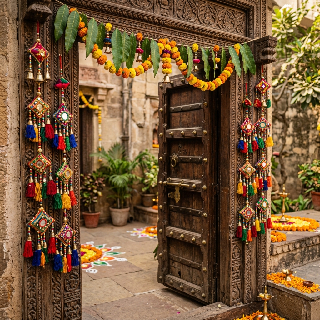Ugadi Festival Mango Leaves Toran & Kolam Decor